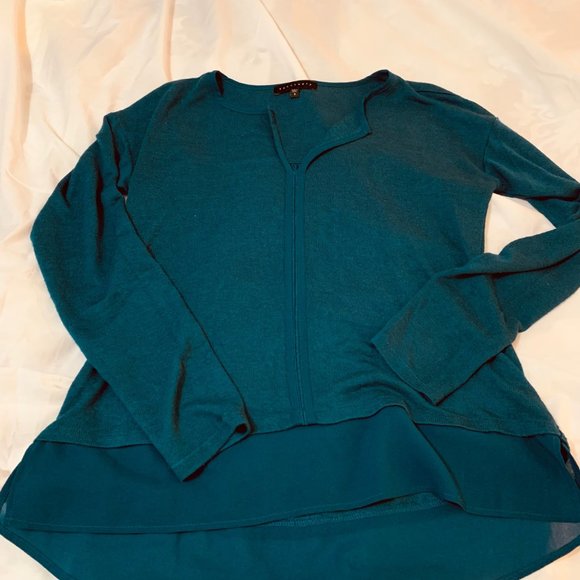Sanctuary Deep Teal Layered Look Sweater Size S - Picture 2 of 9